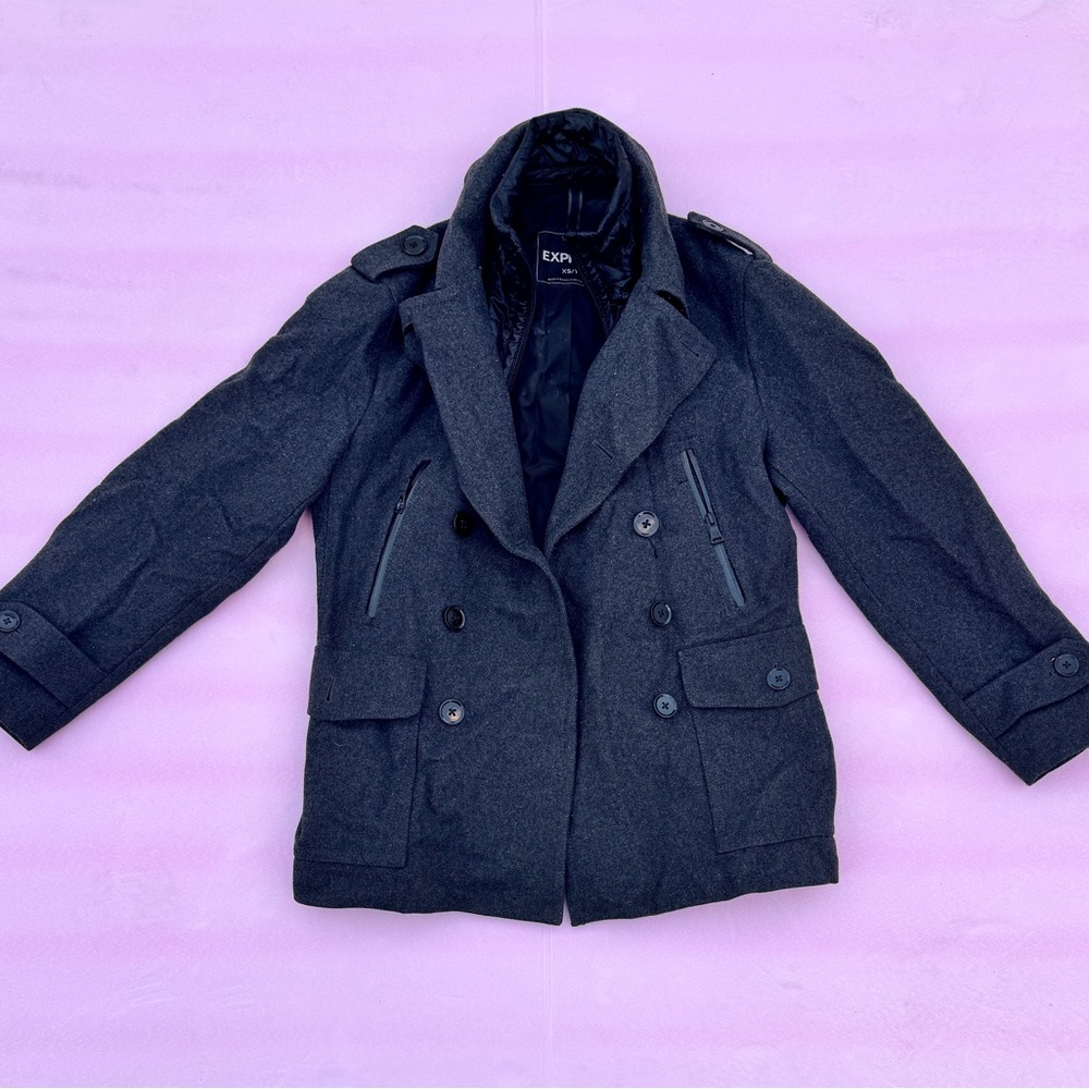 Express Black Wool Blend Coat